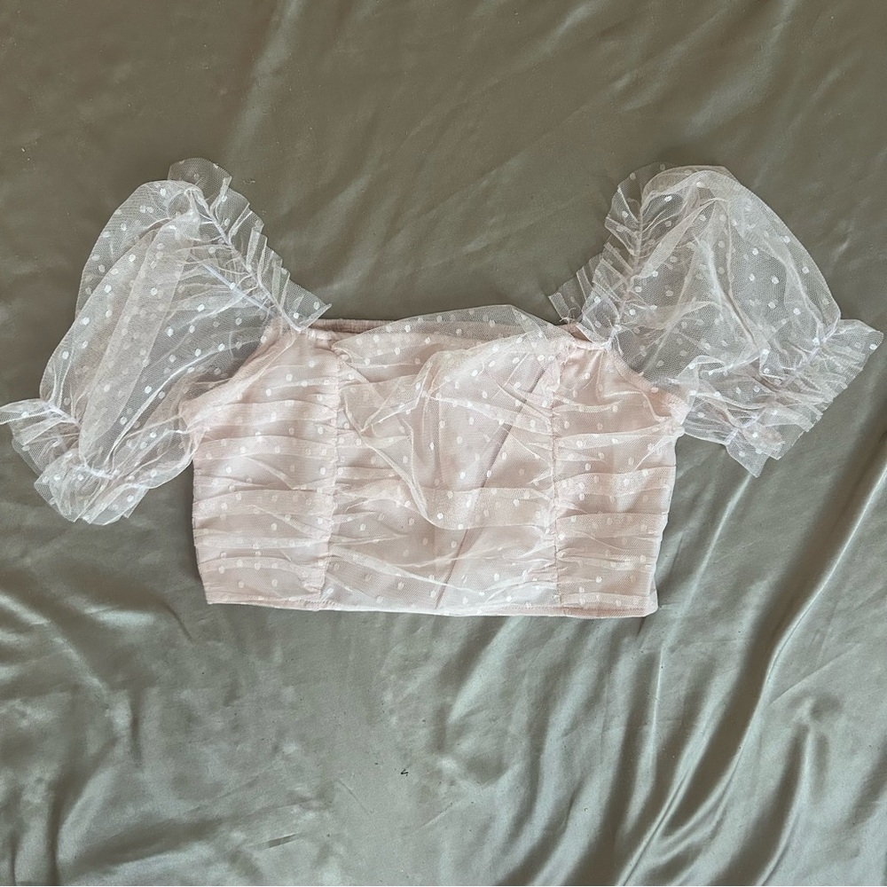 Pink Doll Scrunched Lace Top